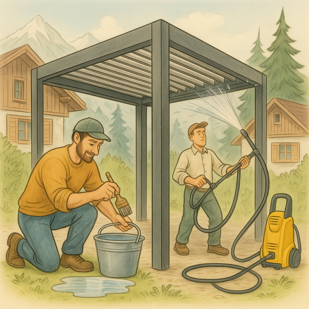 Nettoyage de sa pergola au karcher ou à la main ?