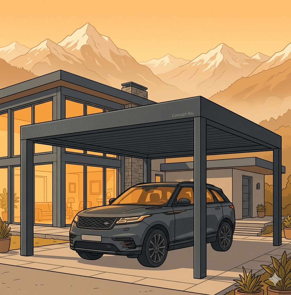 Le Carport en aluminium : l’alternative design au garage pour votre résidence dans les Alpes