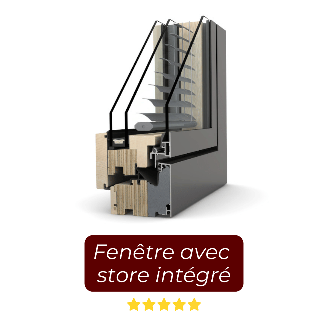 Fenêtre bois alu avec store integré Internorm